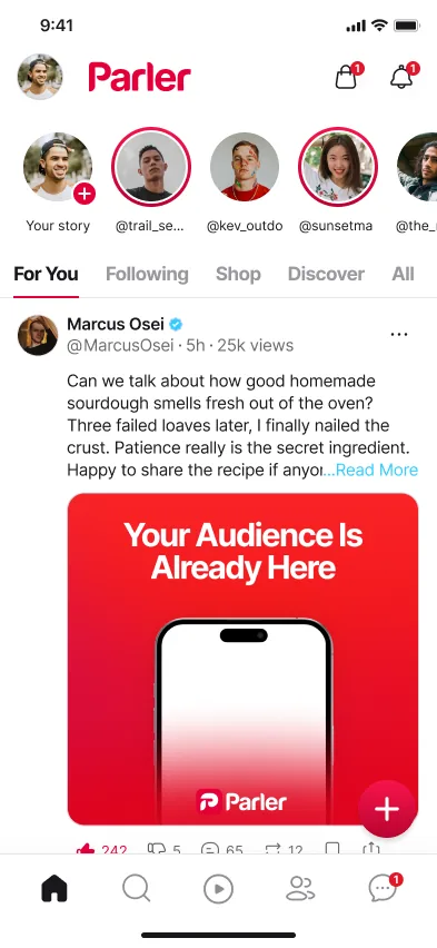 Parler home feed