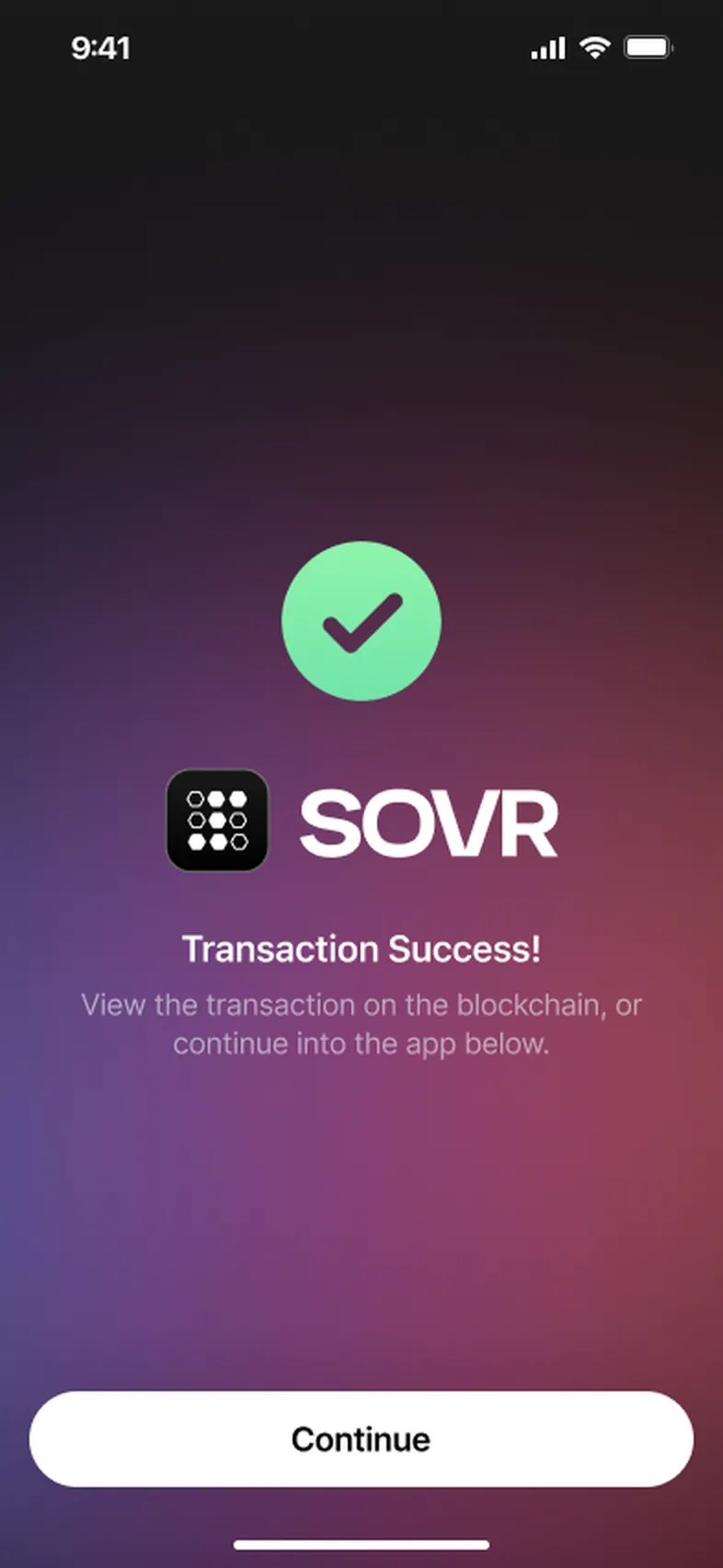 Pay: transaction success confirmation