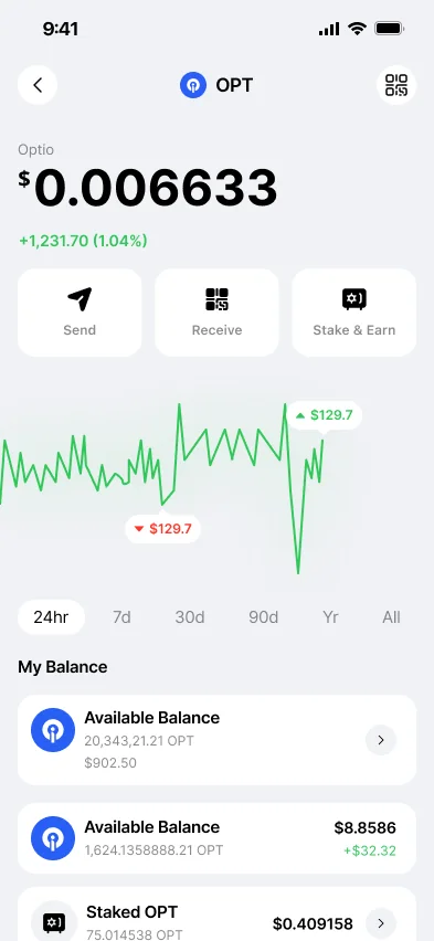 Pay asset detail with price, holdings and stake
